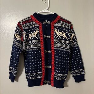Dale of Norway sweater kids 12 Medium unisex cardigan reindeer fair isle grandpa